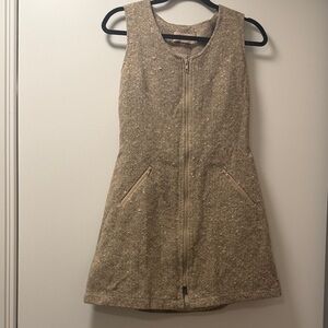 Tan Tweed Sleeveless Dress
